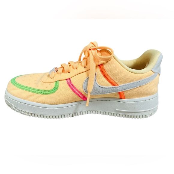 NIKE The Wmns Air Force 1 '07 Low LX 'Stitched Canvas - Melon Tint' size 7.5 - Picture 3 of 8